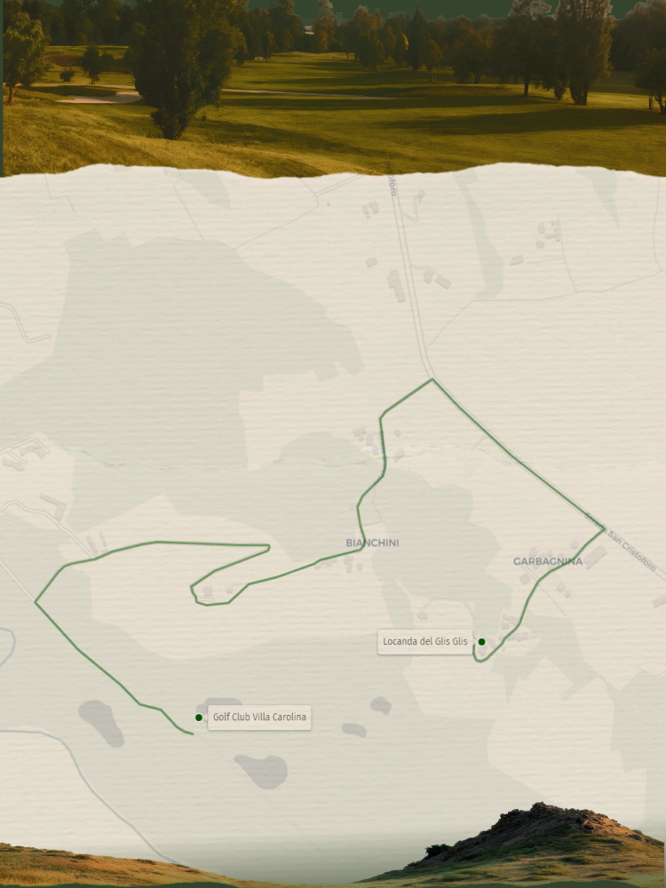 Mappa dei dintorni di B&B Locanda del Glis Glis: golf club e sentieri collinari