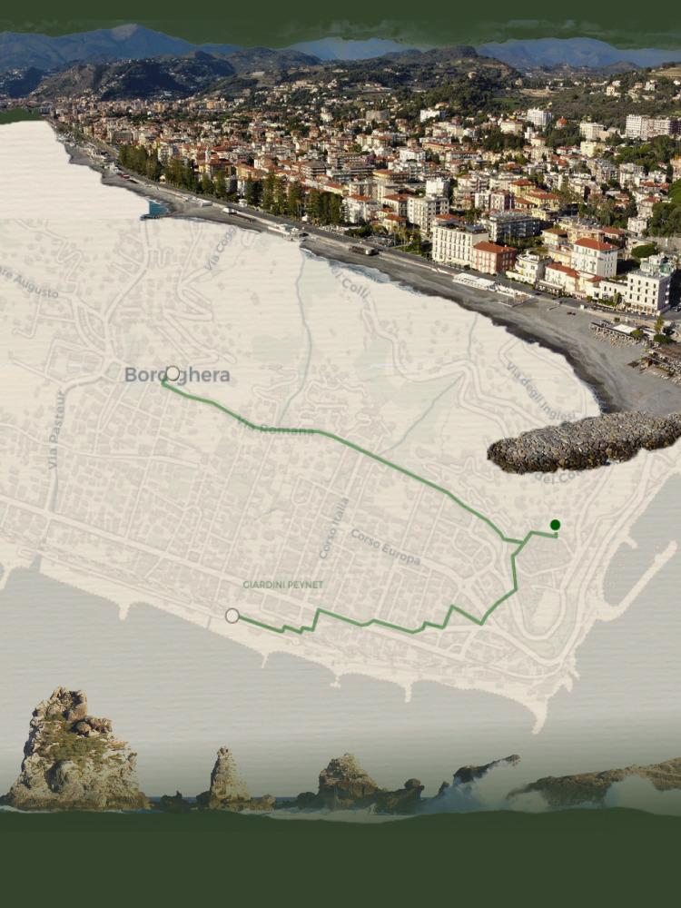 Pineta e mura del centro storico di Bordighera